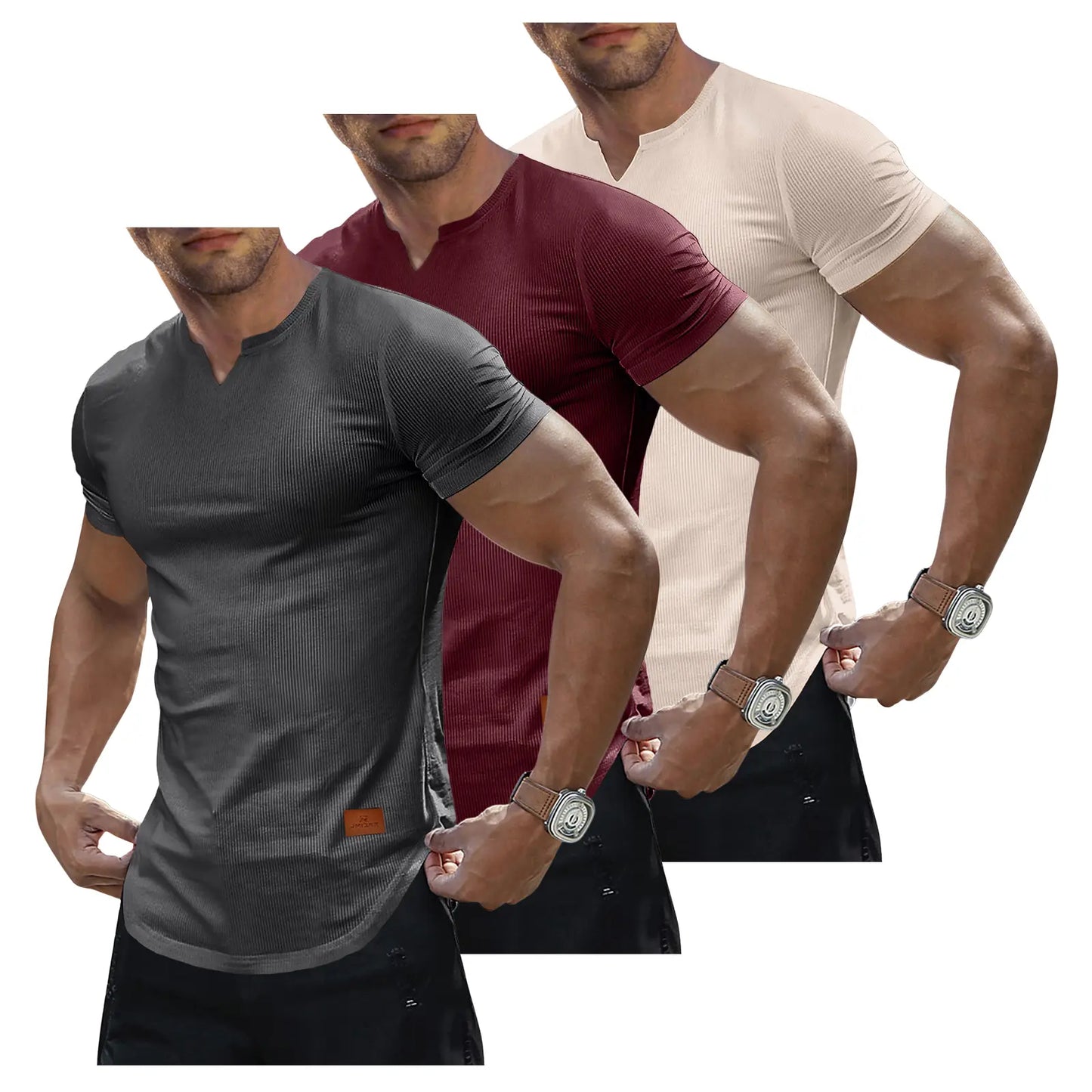 🔥 Limited-Time Sale ✨ Men’s Muscle Slim Fit Tee | V Neck Henley Longline Gym Athletic Shirt 💪👕