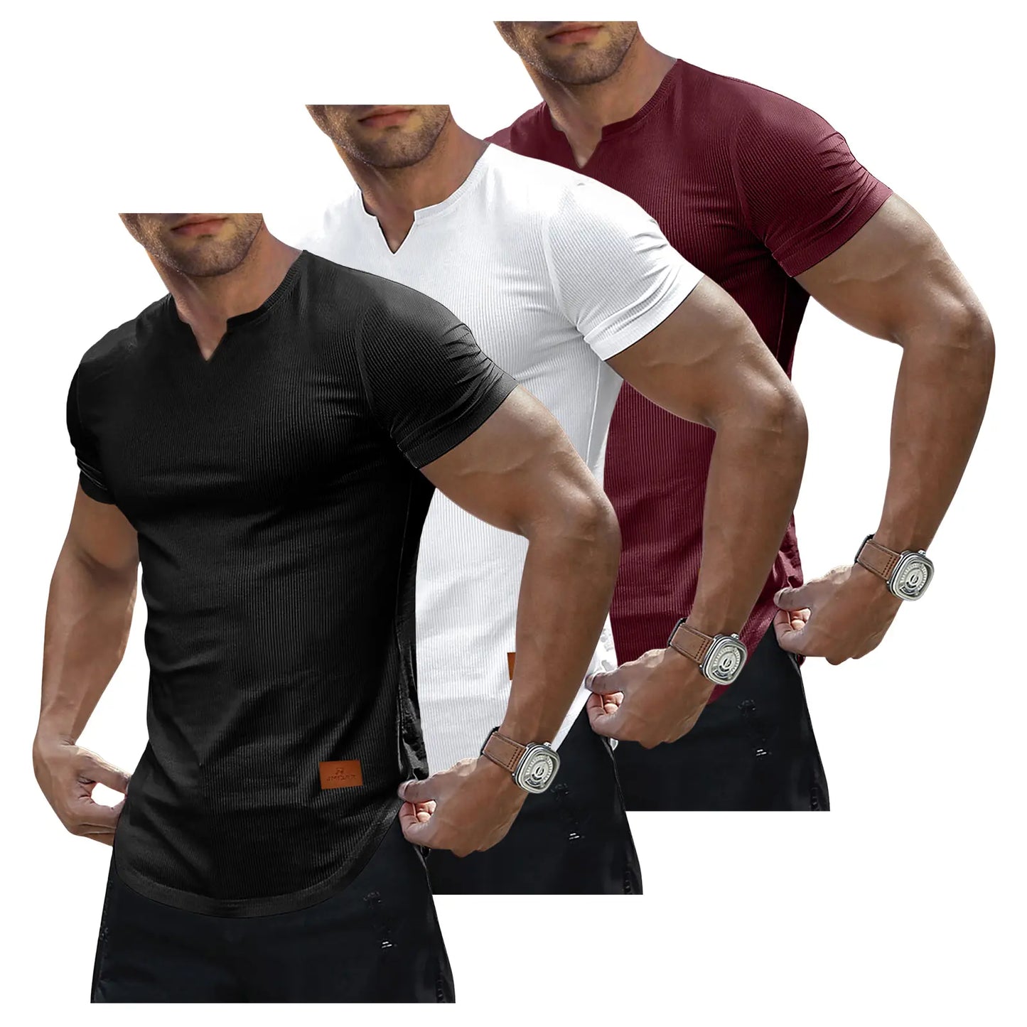 🔥 Limited-Time Sale ✨ Men’s Muscle Slim Fit Tee | V Neck Henley Longline Gym Athletic Shirt 💪👕