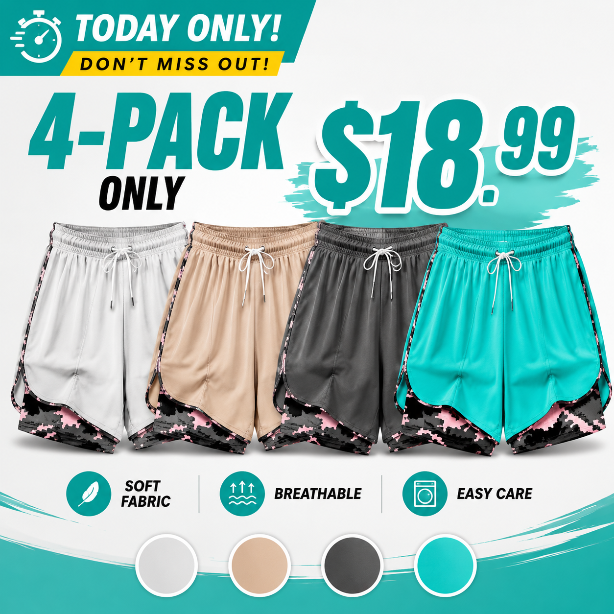 【LAST DAY SALE】Women’s casual athletic shorts with pockets