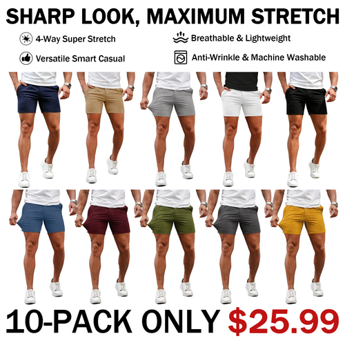 🔥 Limited-Time Sale ✨ Men’s 5-Inch Stretch Chino Shorts | Slim Fit Casual Summer Shorts 👖☀️