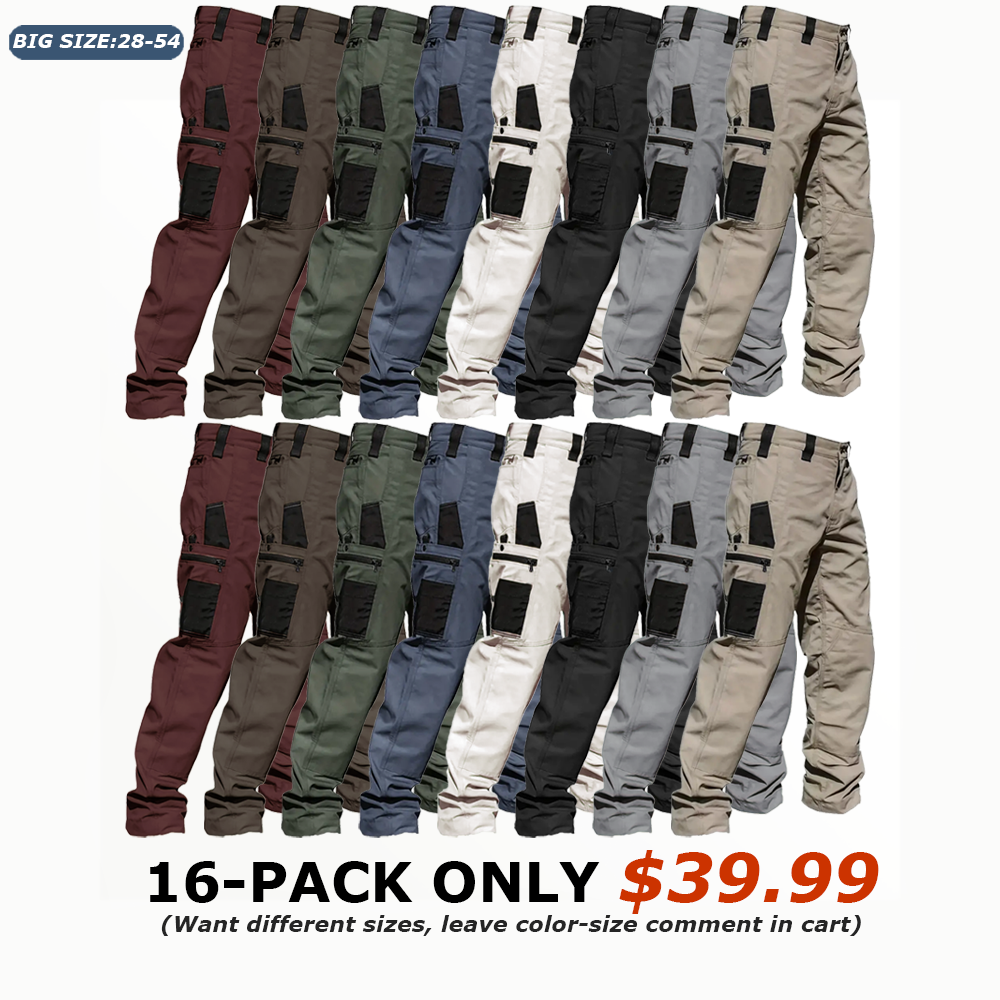 🔥8-Pack Only $27.99🔥Men's 8-Pack Unisex 10-Pocket Heavy Duty zipper waterproof tactical Work Pants