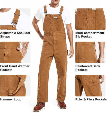 🔥Flash sale🔥Men's Denim Bib Overalls, Workwear with Adjustable Straps and Convenient Tool Pockets
