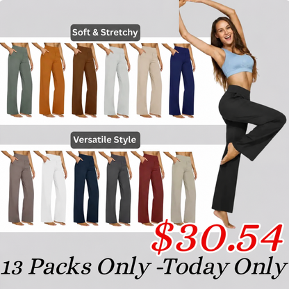 💘Women’s High-Waist Wide Leg Pants – Business Casual Yoga Dress Pants with Pockets