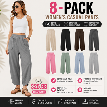 ⚡Last stock⚡-👖 Women's Casual Baggy Wide-Leg Trousers with Elastic Waist