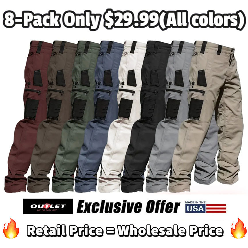 🔥8-Pack Only $27.99🔥Men's 8-Pack Unisex 10-Pocket Heavy Duty zipper waterproof tactical Work Pants