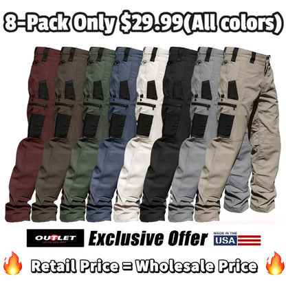 🔥8-Pack Only $27.99🔥Men's 8-Pack Unisex 10-Pocket Heavy Duty zipper waterproof tactical Work Pants
