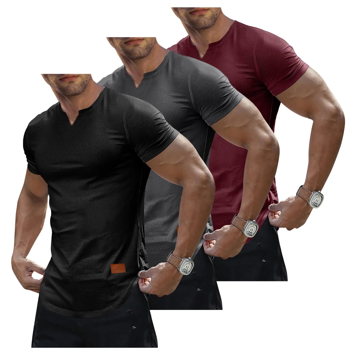 🔥 Limited-Time Sale ✨ Men’s Muscle Slim Fit Tee | V Neck Henley Longline Gym Athletic Shirt 💪👕