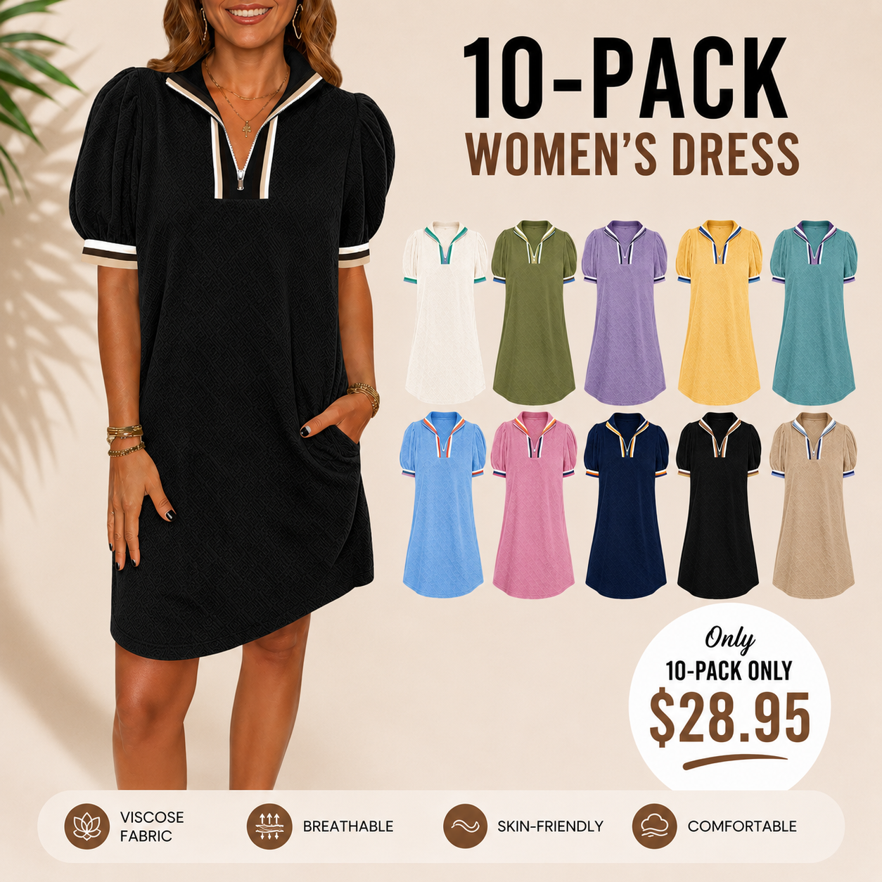 🔥BIG SALE, limited stock 🔥 Women's Summer Puff Sleeve Mini Dress ☀️