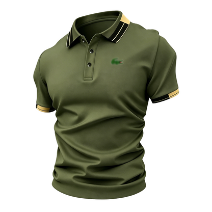 Men's Crocodile Print Polo Shirt – Breathable Casual Stretch Fit Top