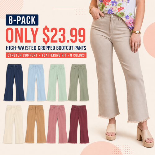 🔥 Limited-Time Sale ✨ Women’s High Waist Cropped Bootcut Jeans | Acid Wash Stretch Denim Pants | Frayed Hem Casual Flare Trousers 👖
