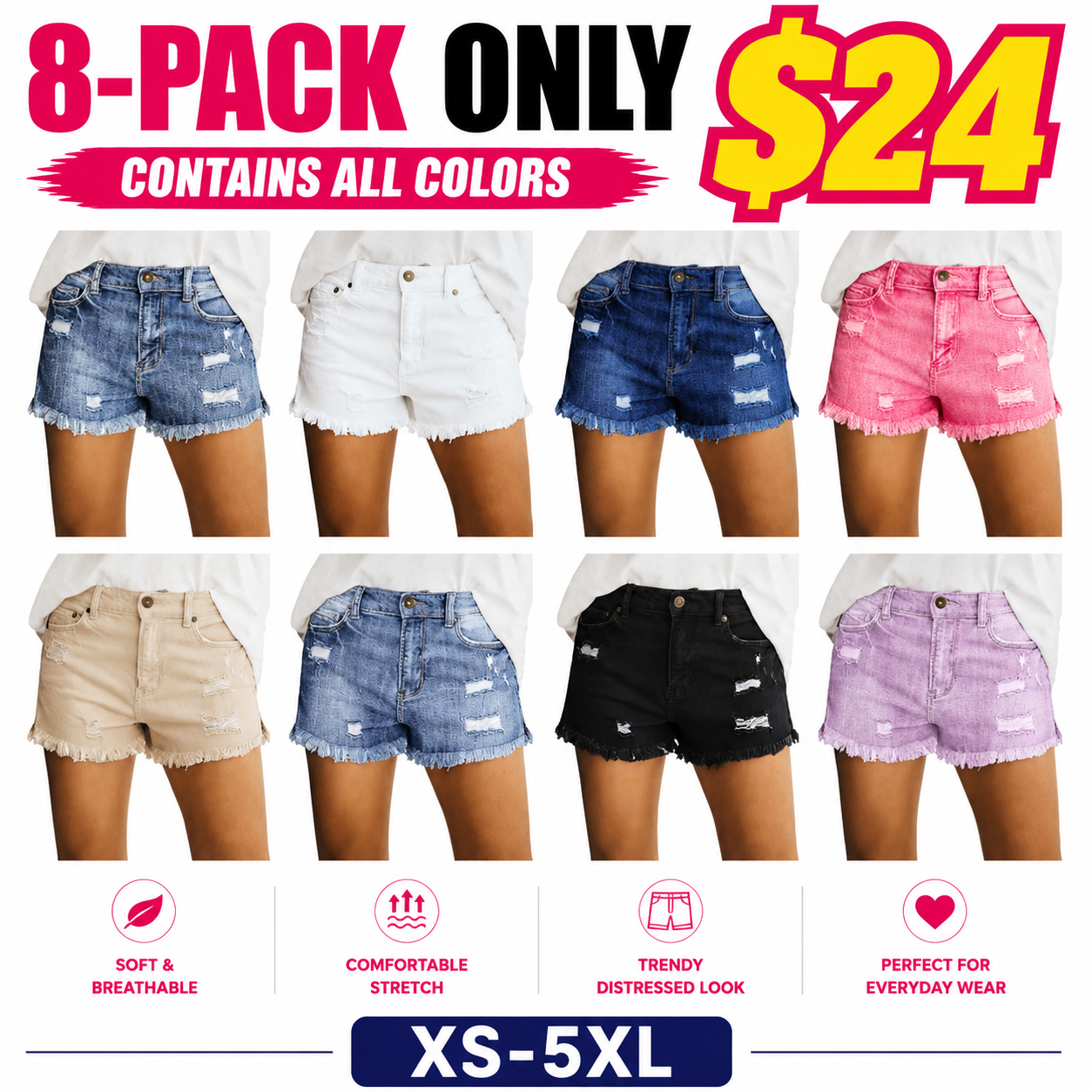 Women's Casual Mid Rise Denim Shorts