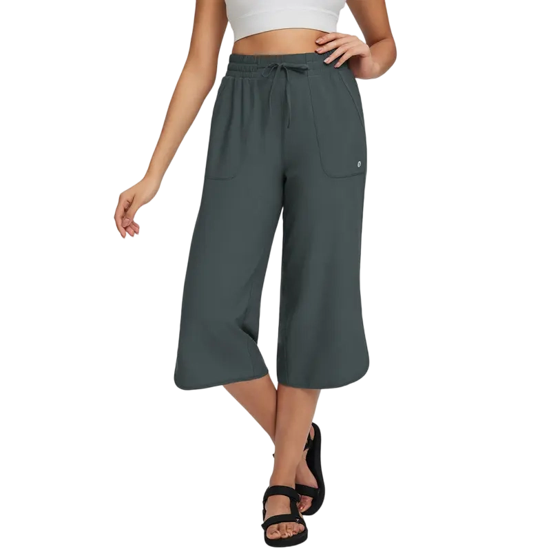 🔥 Limited-Time Sale ✨ Women’s 20" Wide Leg Capri Pants | High Waisted Tummy Control Lounge Pants with Pockets | Lightweight UPF 50+ Summer Active Wear ☀️