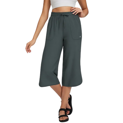 🔥 Limited-Time Sale ✨ Women’s 20" Wide Leg Capri Pants | High Waisted Tummy Control Lounge Pants with Pockets | Lightweight UPF 50+ Summer Active Wear ☀️
