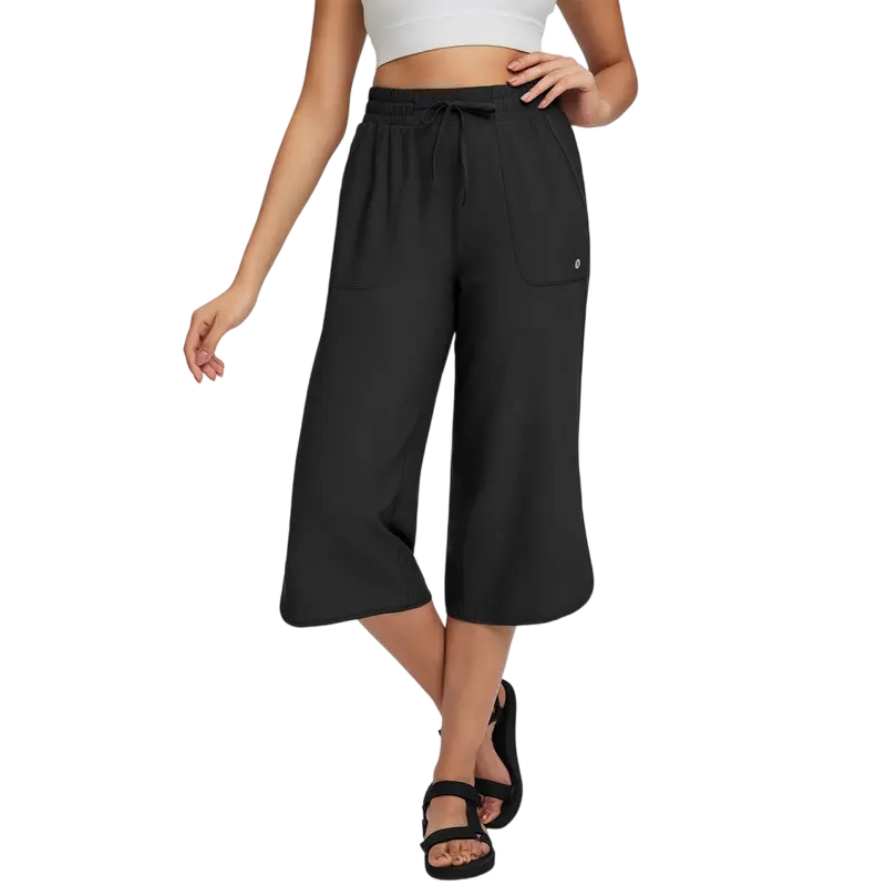 🔥 Limited-Time Sale ✨ Women’s 20" Wide Leg Capri Pants | High Waisted Tummy Control Lounge Pants with Pockets | Lightweight UPF 50+ Summer Active Wear ☀️