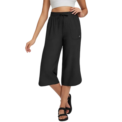 🔥 Limited-Time Sale ✨ Women’s 20" Wide Leg Capri Pants | High Waisted Tummy Control Lounge Pants with Pockets | Lightweight UPF 50+ Summer Active Wear ☀️