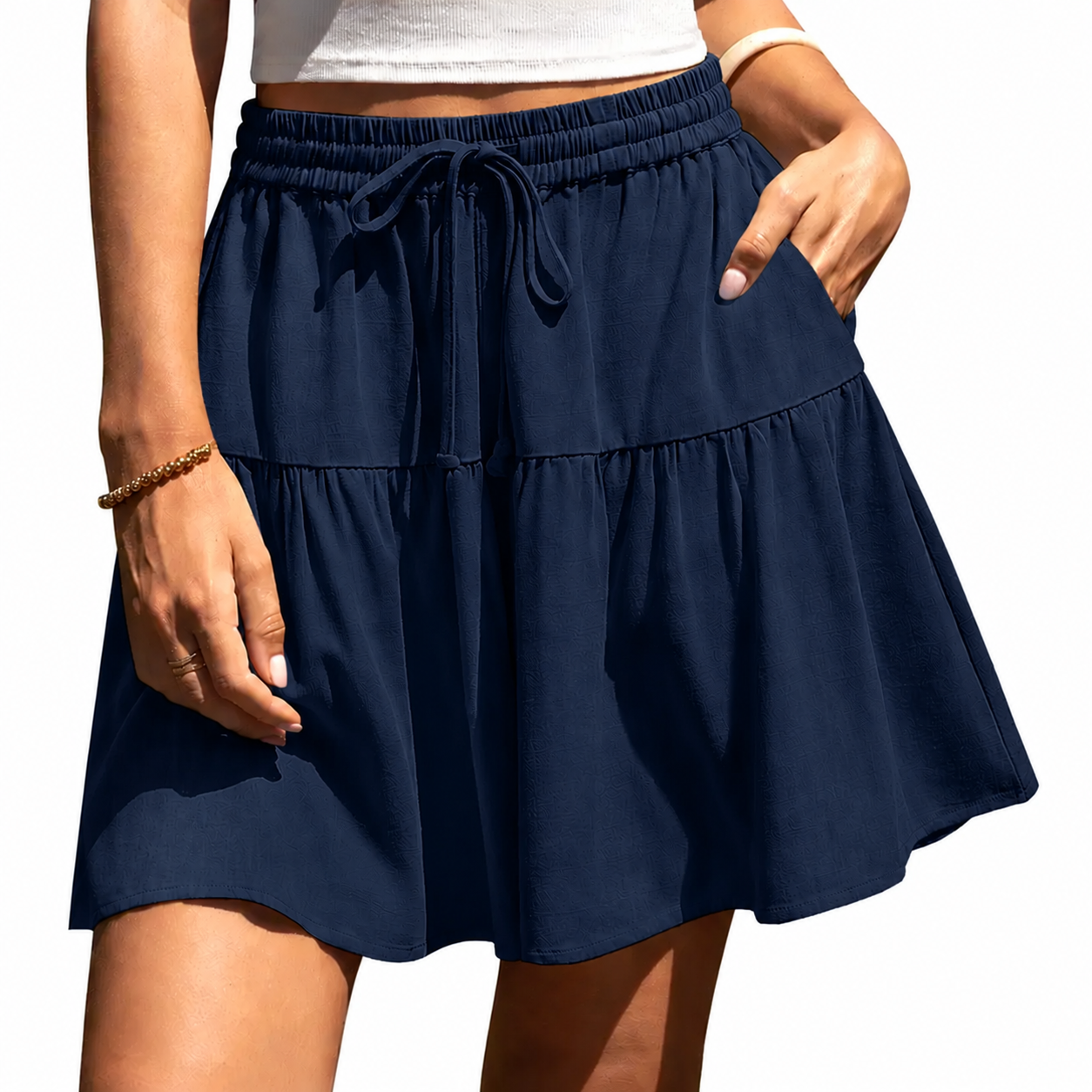 🌸 Women’s Linen Flowy Skirt Pants – Loose Fit Drawstring Shorts for Summer & Vacation