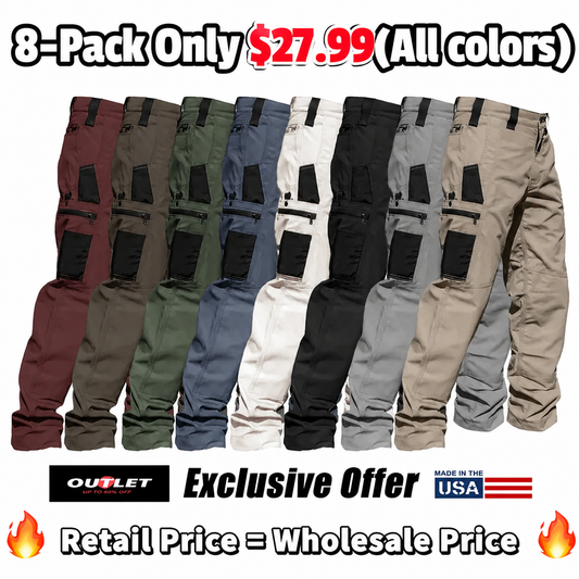 🔥8-Pack Only $27.99🔥Men's 8-Pack Unisex 10-Pocket Heavy Duty zipper waterproof tactical Work Pants