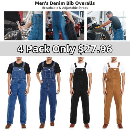 🔥Flash sale🔥Men's Denim Bib Overalls, Workwear with Adjustable Straps and Convenient Tool Pockets