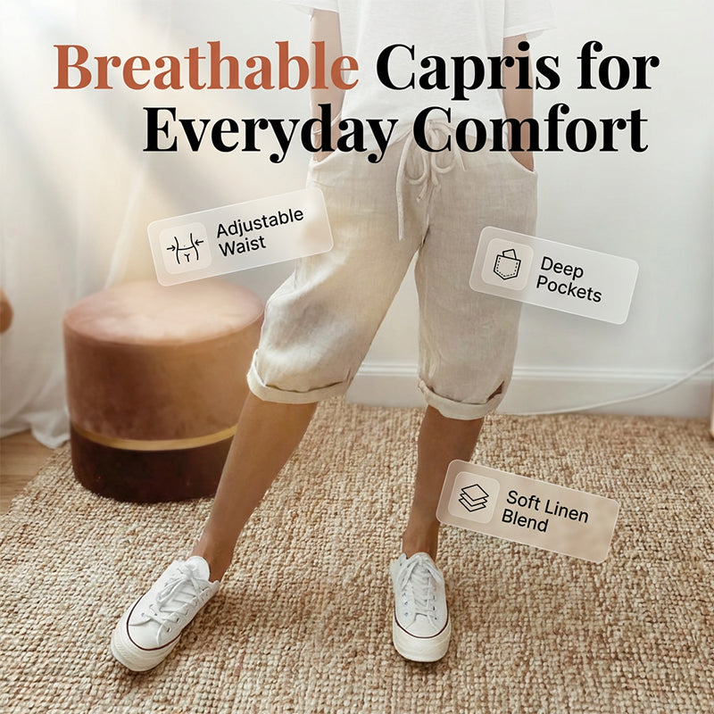 ⏳Time-Limited Special Offer!⏰👖Women's Casual Cotton Linen Capris✨🌿